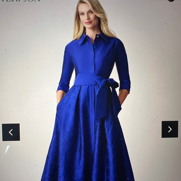 Teri Jon Royal Blue Maxi Dress - Picture 1 of 3
